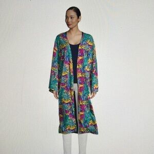 Euphoric Jungle Multicolor Abstract Kimono OS